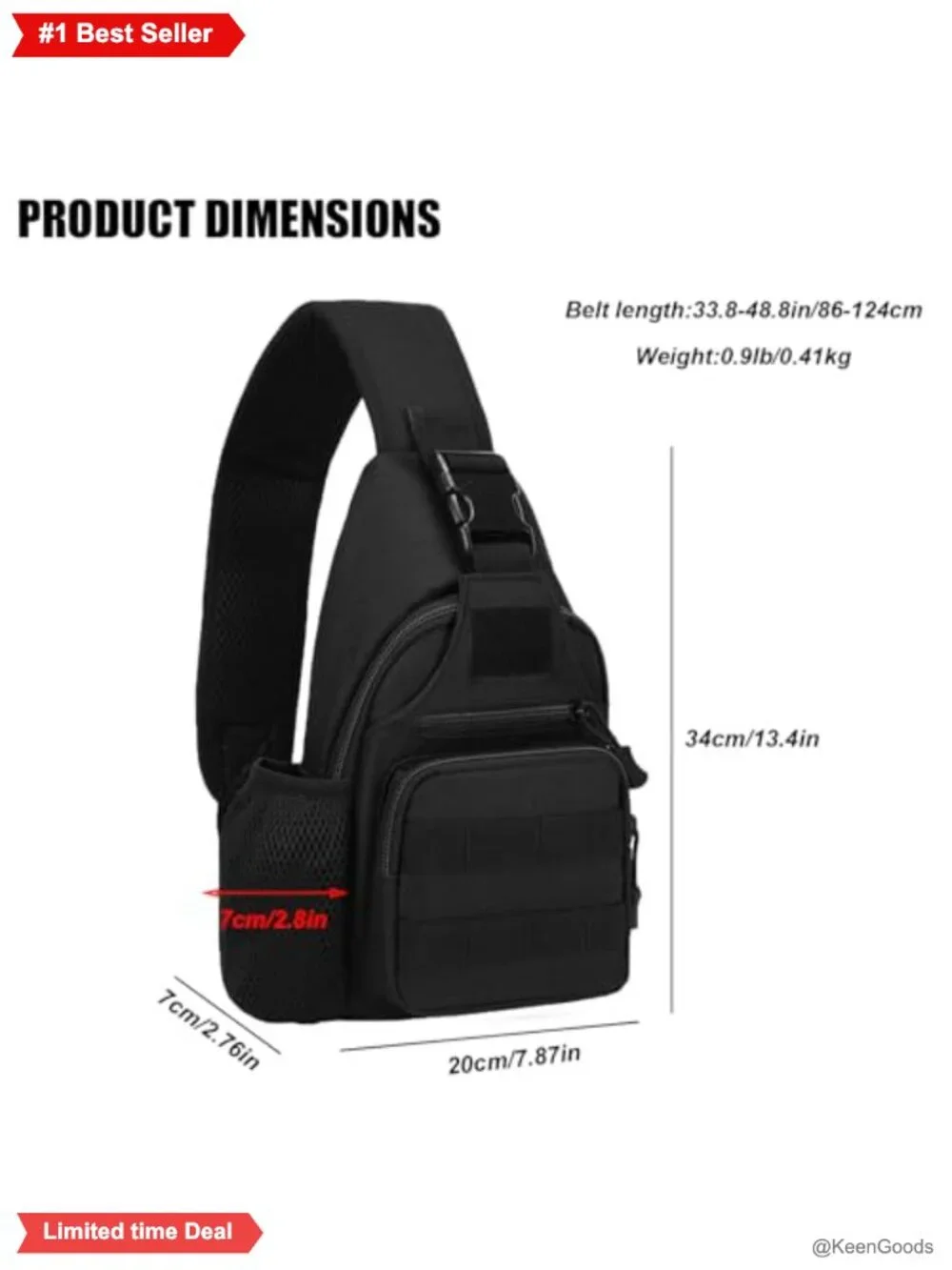 Tactical Sling Bag Nylon Crossbody Shoulder Backpack for Men